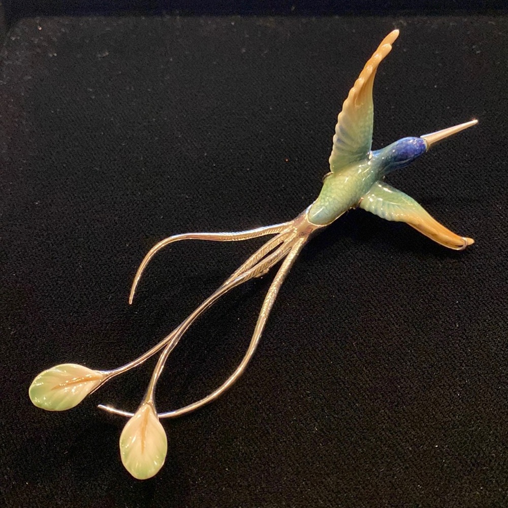 Franz Porcelain Long Tailed Hummingbird Pin
